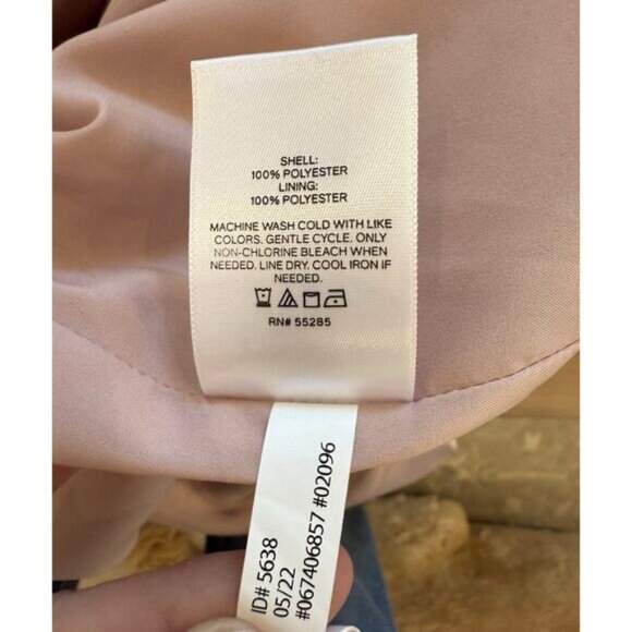 NEW EXPRESS SATIN TIE FRONT BLAZER L Mauve Dusty Pink - Picture 6 of 8